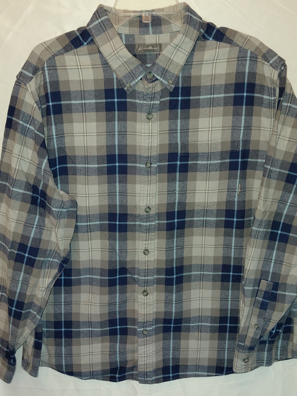 Eddie Bauer Plaid Button-Down Shirt - Blue & Gray #2493